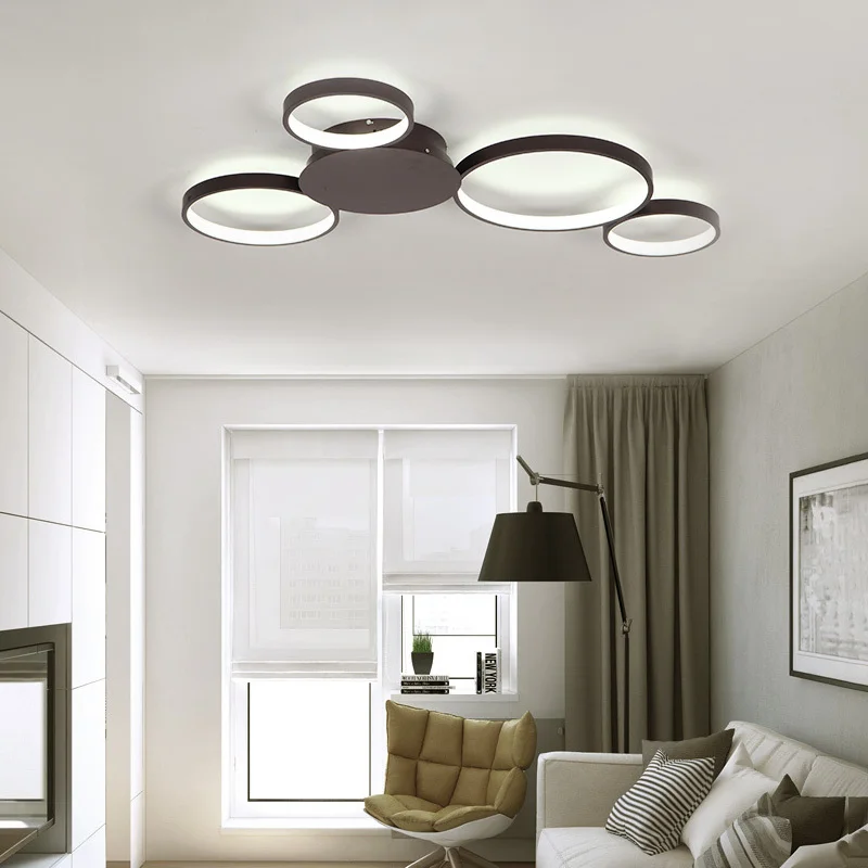 Современные светодиодные потолочные лампы с кофейной/белой отделкой для гостиной, спальни, кабинета, дома, деко, потолочные светильники, плафон