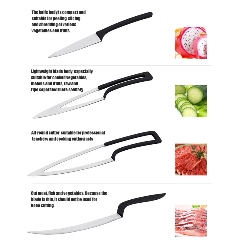  4 Pcs/Set Hot New Stainless Steel Cutter Set Slicing Steak Utility Kitchen Cleaver Knives Cooking H - 33062506251
