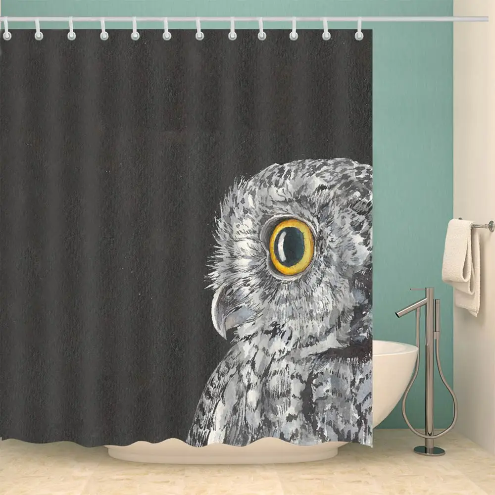 

Svetanya Waterproof Shower Curtain OWL Print (include 12 pcs Hooks) 180*180cm