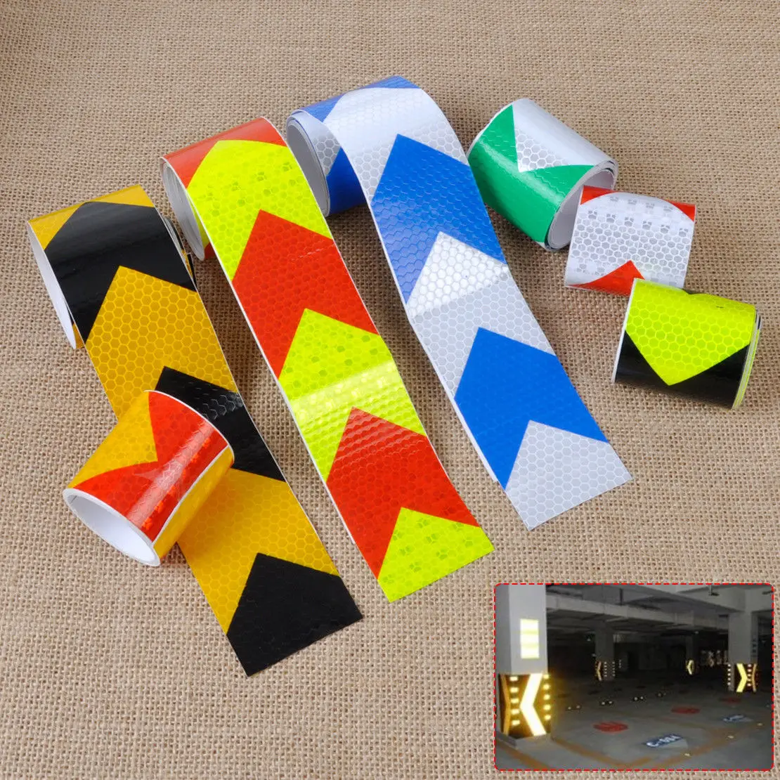 

5CMx3M Night Reflective Safety Warning Conspicuity Tape Strip Arrow Sticker
