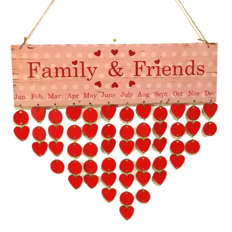 

Wooden Hanging Calendar Colorful Birthday Reminder Sign DIY Board Family Friends Birthday Reminder Date Mark Home Decor