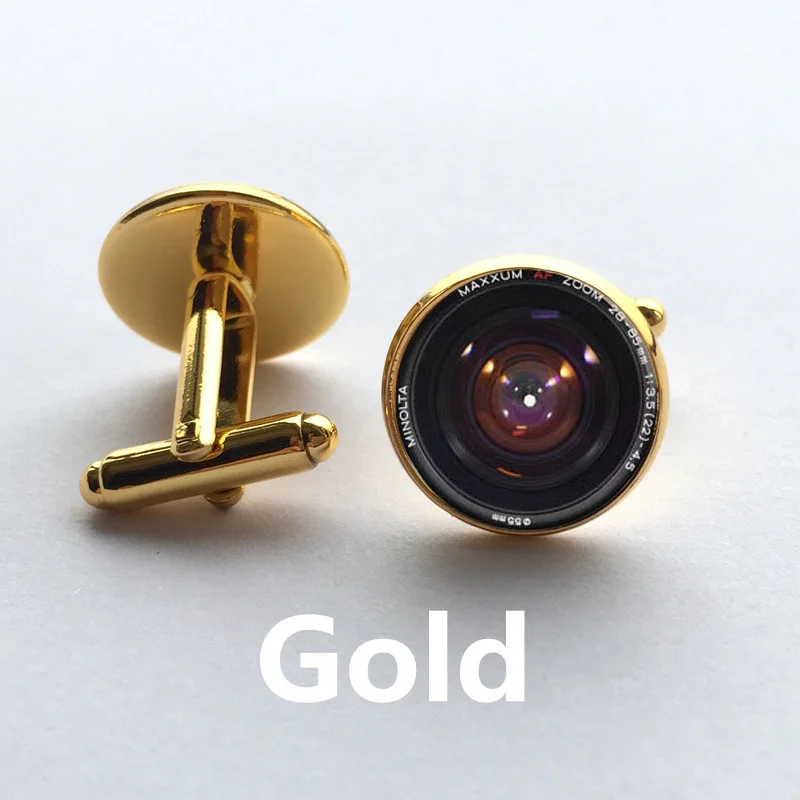 Camera cuff links, Camera lens cufflinks, Photographer