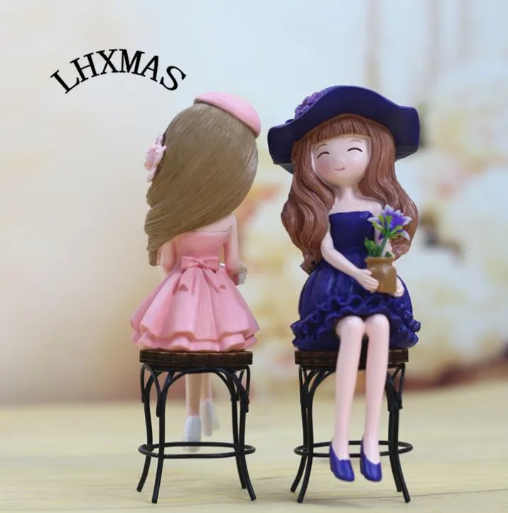 1 шт. креативная миниатюрная фигурка красавица Девушка со стулом изделия из смолы