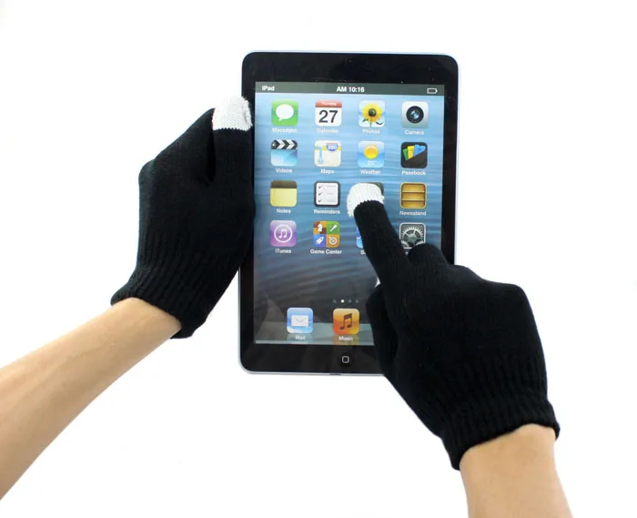 Сенсорный экран перчатки Для женщин Для мужчин теплые эластичные Варежки Унисекс, для сенсорных экранов перчатки для тачфонов в смартфона iphone зимние вязаные BlackY418