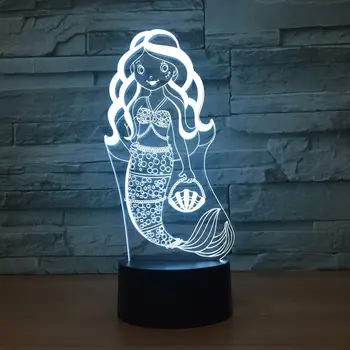 

Mermaid 7 color touch 3D night light LED stereoscopic atmosphere light 1296