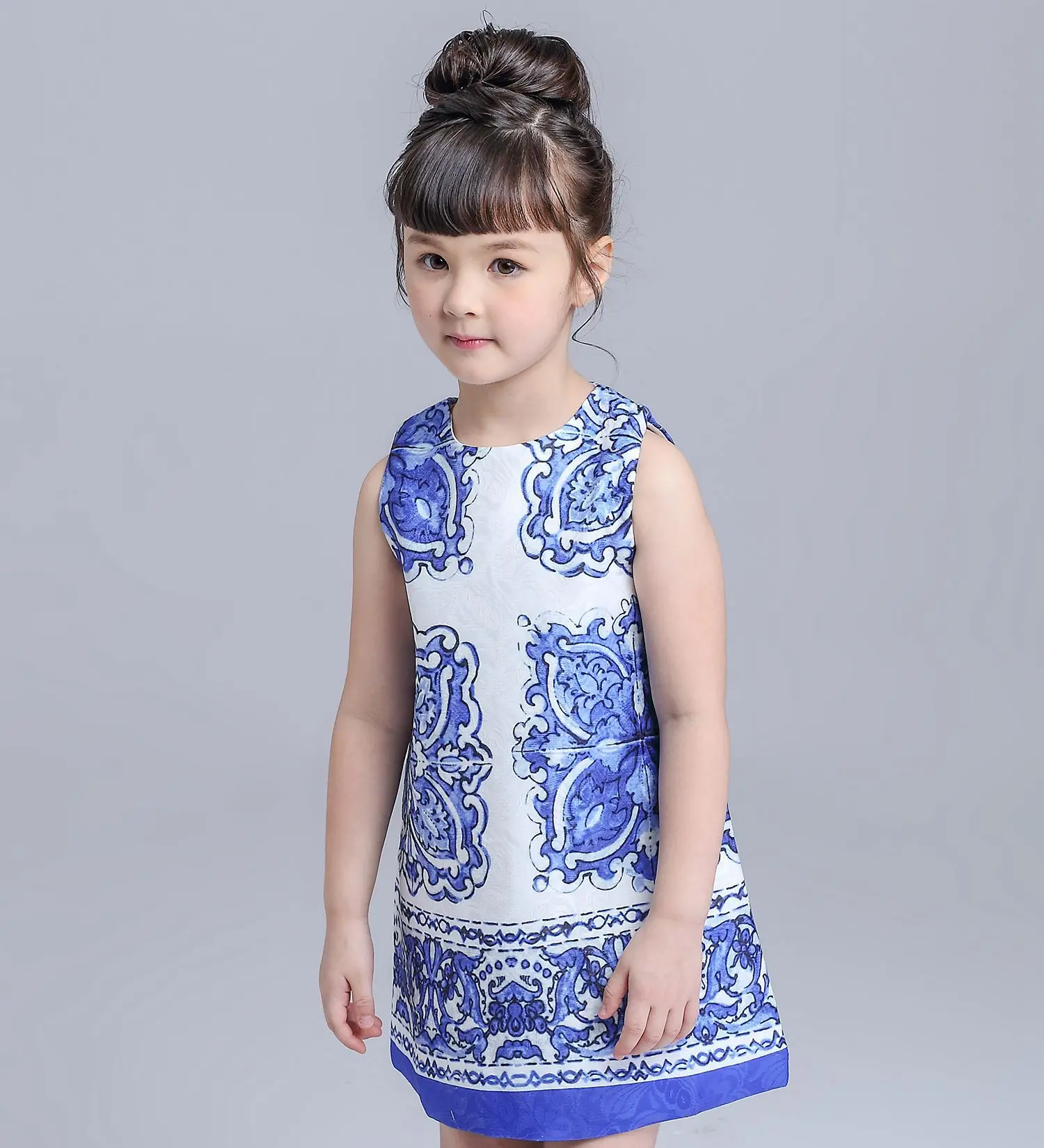 BINIDUCKLING/летнее платье для девочек; дизайнерский бренд; розовое, голубое, белое, фарфоровое платье принцессы без рукавов; праздничные Детские платья; одежда