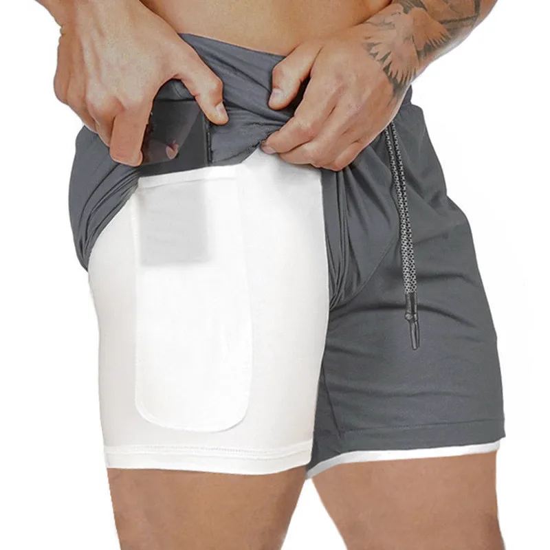 Mens Cargo Shorts Summer Casual 2 in 1 Security Pocket Fitness Joggers Fashion Men Sweatpants Short Homme Clothes | Мужская одежда