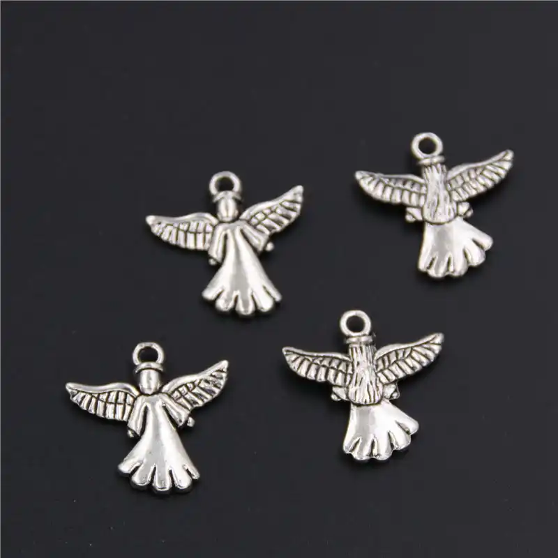 20pcs Angel charms antique silver tone halo angel pendants DIY for jewerly making 19x19mm