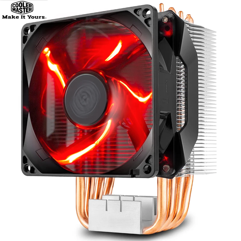 Cooler Master T410R 4 heatpipe CPU Cooler for LGA 1155 1156 AMD AM4 AM3 Quiet 92mm LED 4pin PWM fan PC CPU cooling radiator fan Cooler Master T410R 4 heatpipe CPU Cooler for LGA 1155 1156 AMD AM4 AM3 Quiet 92mm LED 4pin PWM fan PC CPU cooling radiator fan