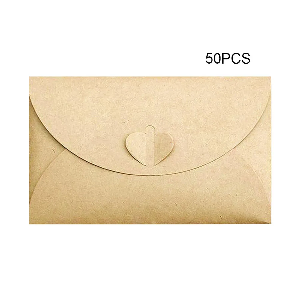 

50pcs/lot Handmade Heart Kraft Envelope Vintage Envelopes Retro Stationery Set Postcard Photo Storage Christmas Gift Package