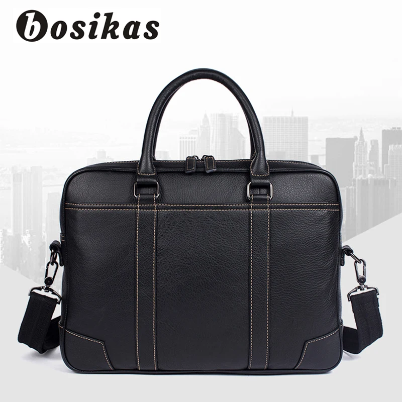 BOSIKAS Men Briefcases Genuine Leather Bags Business Briefcases Male Zipper Handbags Men Solid Messenger Bag Leather Laptop Bag BOSIKAS Men Briefcases Genuine Leather Bags Business Briefcases Male Zipper Handbags Men Solid Messenger Bag Leather Laptop Bag