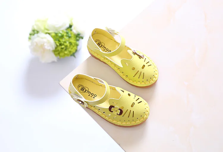 Kalupao 2018 Spring Summer Fashion Hollow Kids Girls Princess Shoes Children'S Single Shoes Cute Cat Cow Muscle Flat Sandals (12)
