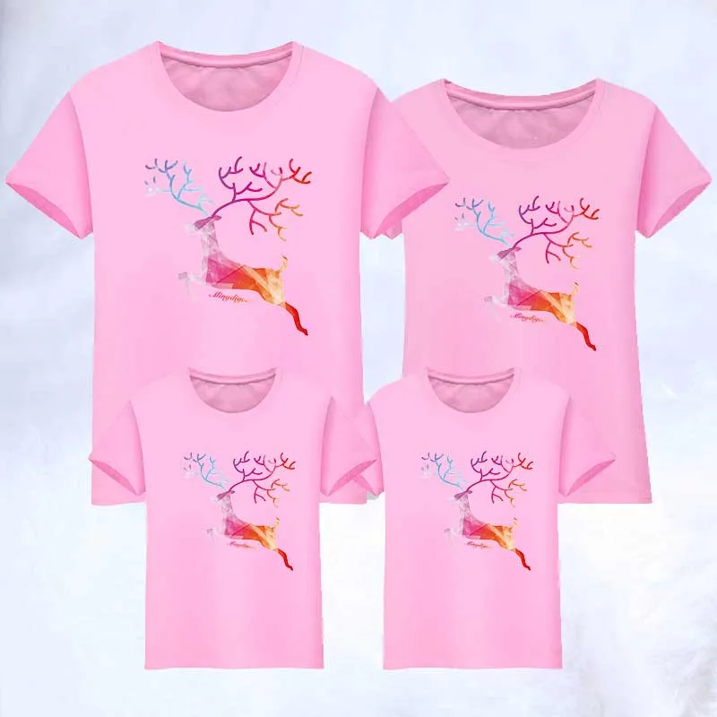 

Elk Family Matching Outfits T-shirt The Parent-Child Attire Family Clothes 2019 Mom Dad Baby Short Sleeve T Shirts New Christmas