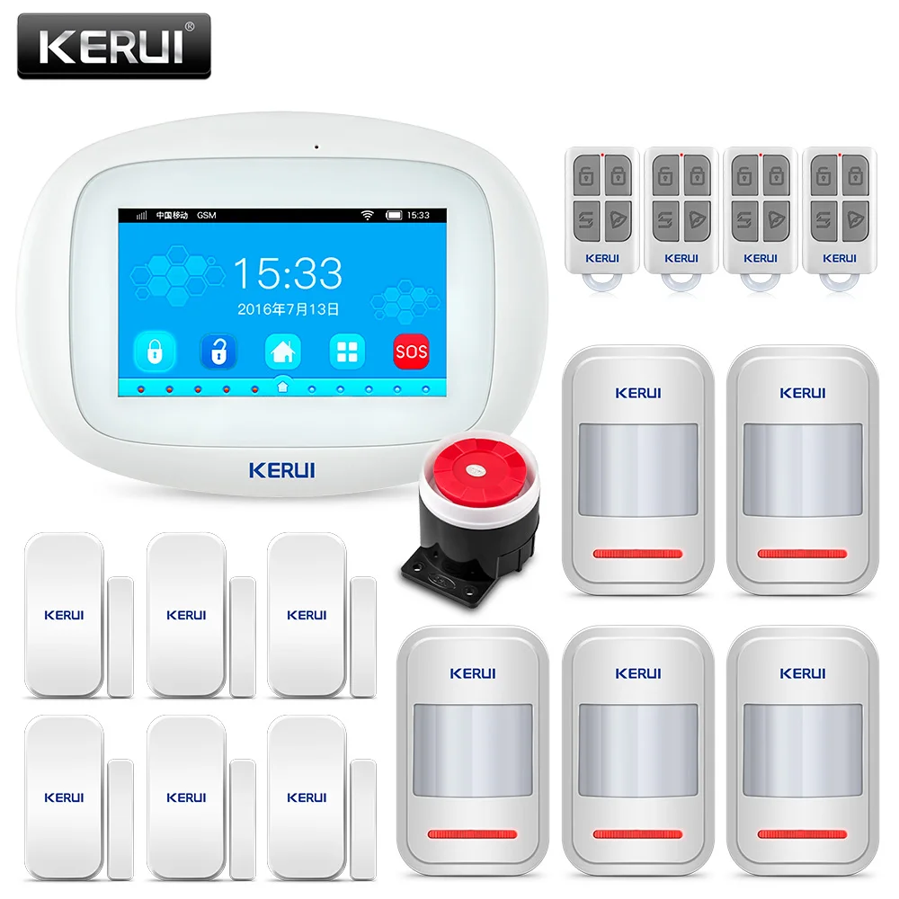 KERUI K52 Wi-Fi GSM сигнализация APP Управление сигнализация набор для охранных GSM SMS 4,3 дюймов TFT Цвет Беспроводной IOS/Android Комплектующие системы охранной сигнализации(Системы - Цвет: KIT2