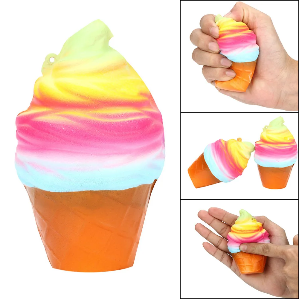 Горячая Распродажа Kawaii мягкие 10 см Радужный конус для мороженого медленно поднимающийся ароматизированный Jumbo Abreact игрушка Шарм эластичная игрушка подарок
