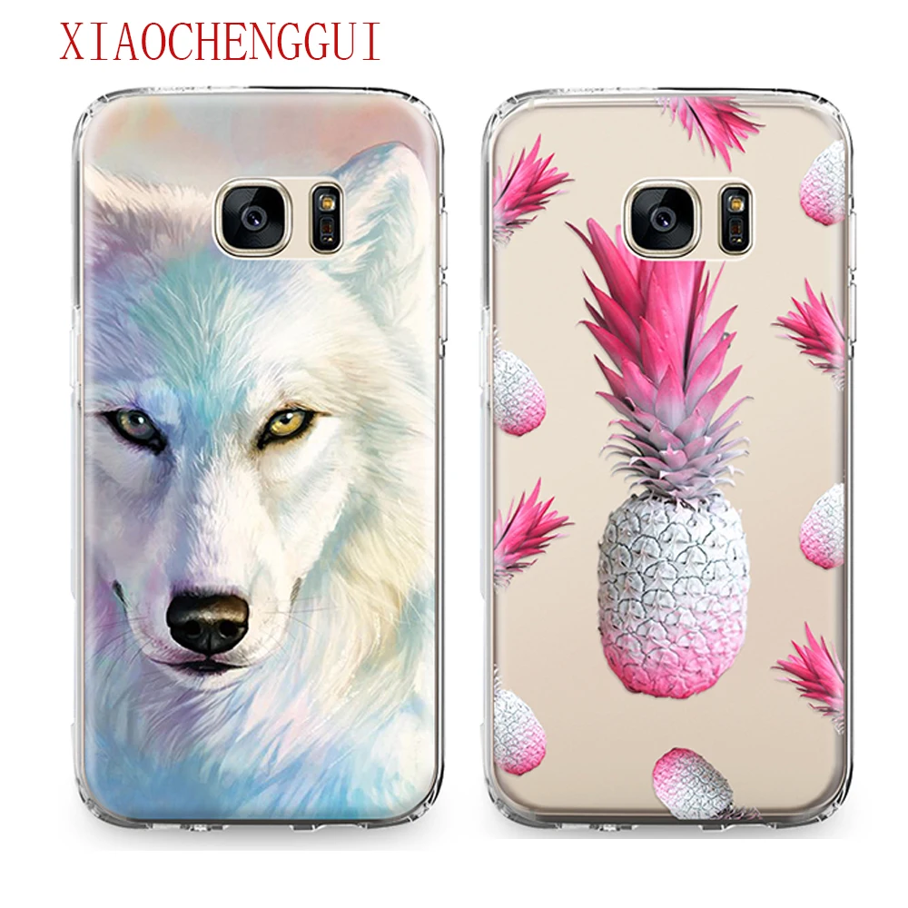 

Lovely Pineapple White Wolf Soft Back Case Cover For Sumsung Galaxy S5 S6 S6edge s7 s8 s9 plus Silicone Case Fundas