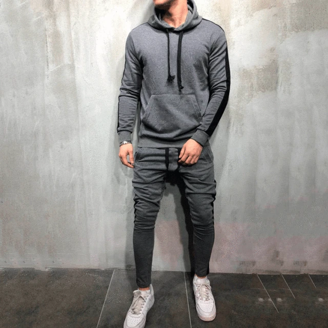 New Fashion Men Hoodies Sweatshirts+Sweatpants Sets Autumn Winter