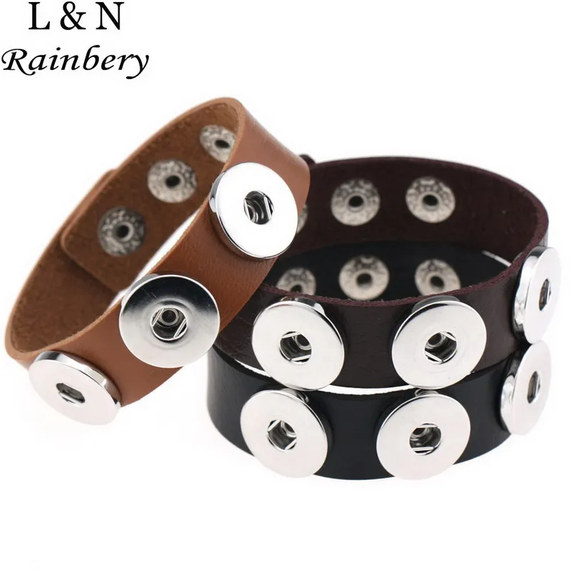 Rainbery 2016 Hot wholesale 13 color Snap Bracelet&Bangles High quality PU leather bracelet charm button Bracelet Jewelry