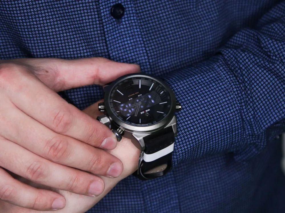 WEIDE men Sport watch Top luxury brand LED Digital Leather Strap Military Quartz Wrist Watches relogio masculino Male Clock Hour