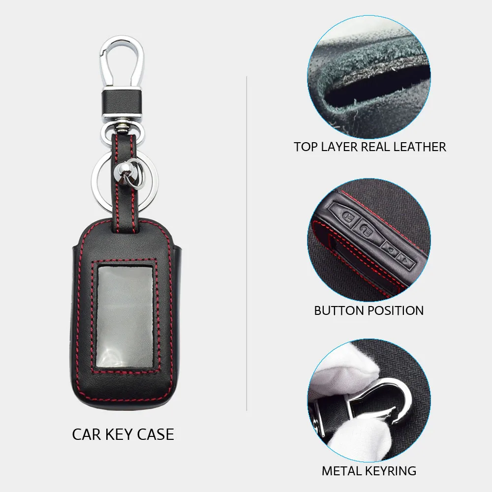 Key Case Cover Key Case Keychain Holder Leather Key Case For StarLine E60 E90 E63 E93 E95 E66 E96 E65 E61 E91 Two Way Car Alarm LCD Keychain Holder Remote Control Cover