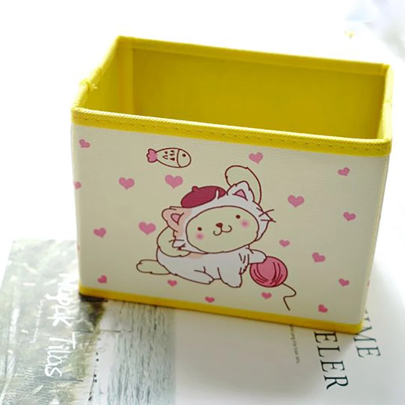 Foldable Cartoon Cosmetic Storage Box Bedroom Jewelry Makeup Key Office Articles Organizer Dormitory Sundries Container