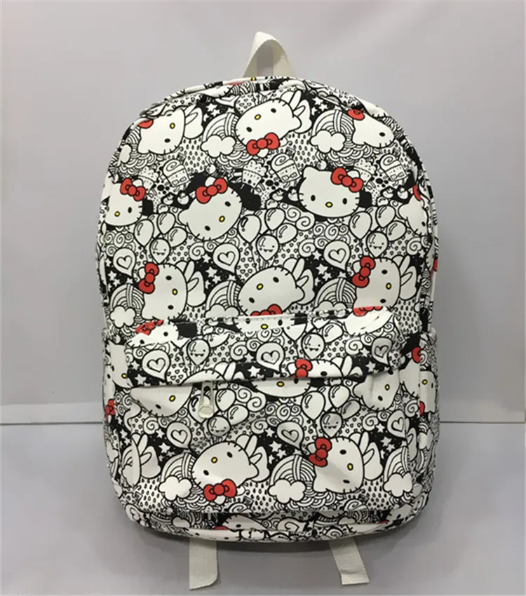 New HELLO KITTY backpack white HELLO KITTY cute cartoon canvas cloth