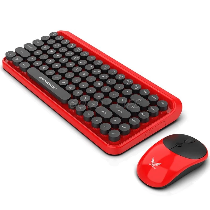 

Keyboard Mouse Set 2.4G Wireless Round Buttons Adjustable Keys Keycaps Kit Office Desktop Laptop Computer PC