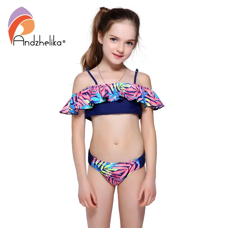 Andzhelika bikini 2018 яркий купальник бикини с рюшами для девочки AK58|Купальники |