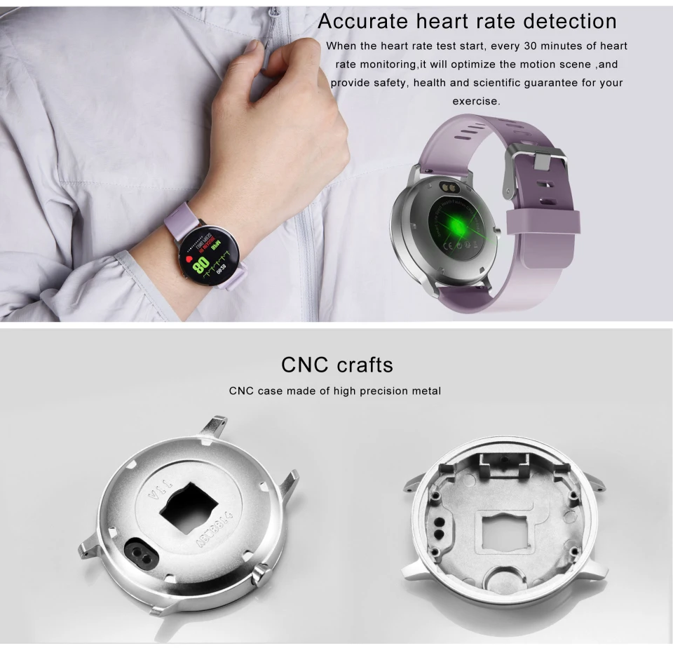 Sport watch smart tempered glass, waterproof, Android IOS Heart rate detection