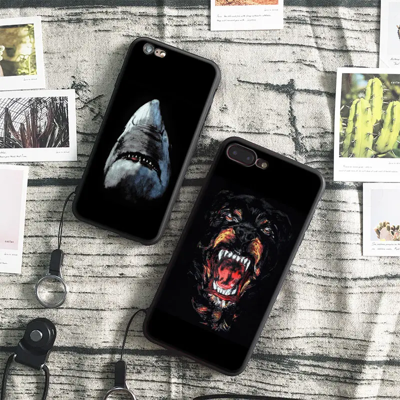 

Rottweiler Shark Cool animals Free Hang Rope Tpu Soft Silicone Phone Case Cover Shell Bag For Apple iPhone 5 SE 5S 6 6S 7 PLUS