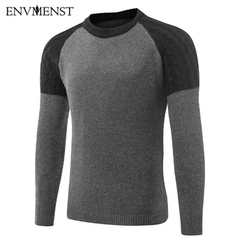 

Envmenst 2017 Fashion Autumn Winter Sweater Man Patchwork Knitted Warm Pullovers O-neck Long Sleeve Causal Male Sweaters