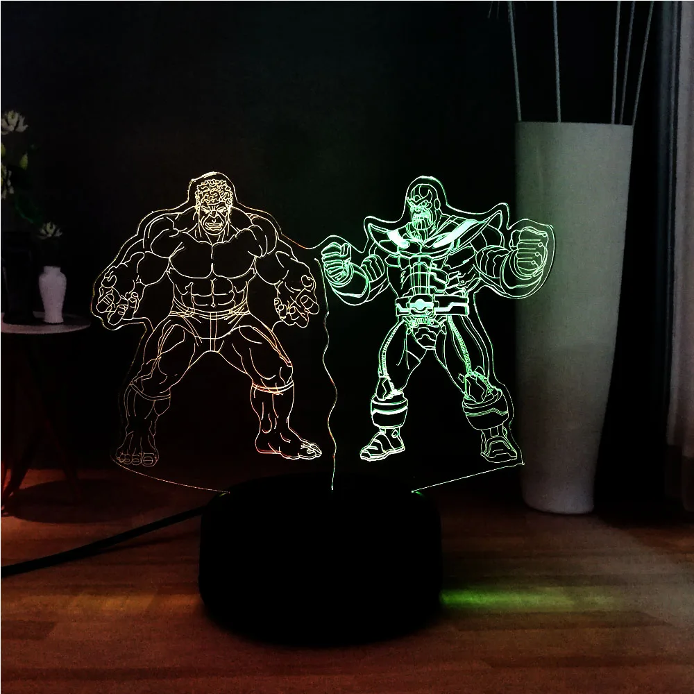 Акриловая серия Marvel Hero новый 3D микс цветов 7 вариантов Халк Мститель злодей LED