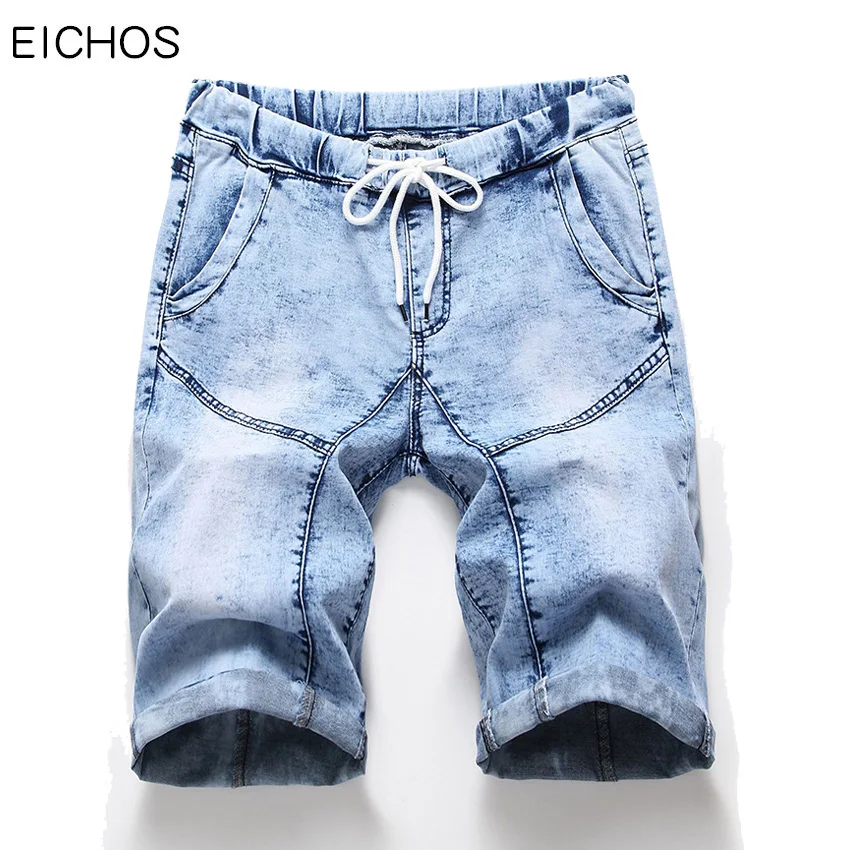 

New Summer Jeans Shorts Men Brand Clothing Slim Denim Short Male Distressed Cotton Soft Hip Hop Elastic Drawstring Streetwear