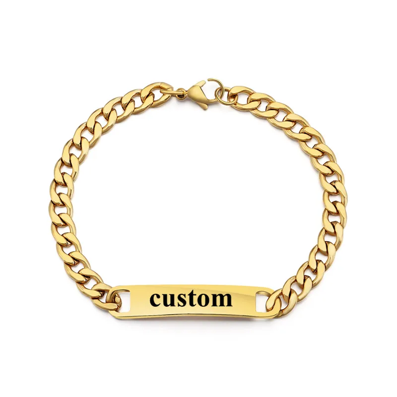 Золотой браслет для мужчин и женщин, нержавеющая сталь, именной браслет, настраиваемый браслет с буквами, специальный подарок на день рождения