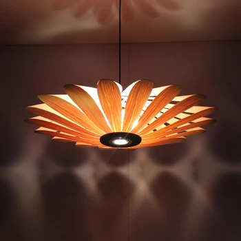 

Bamboo wooden pendant lights Chinese restaurant LED lamp wood ceiling wooden lamp light Hotel flower Pendant lamps ZA