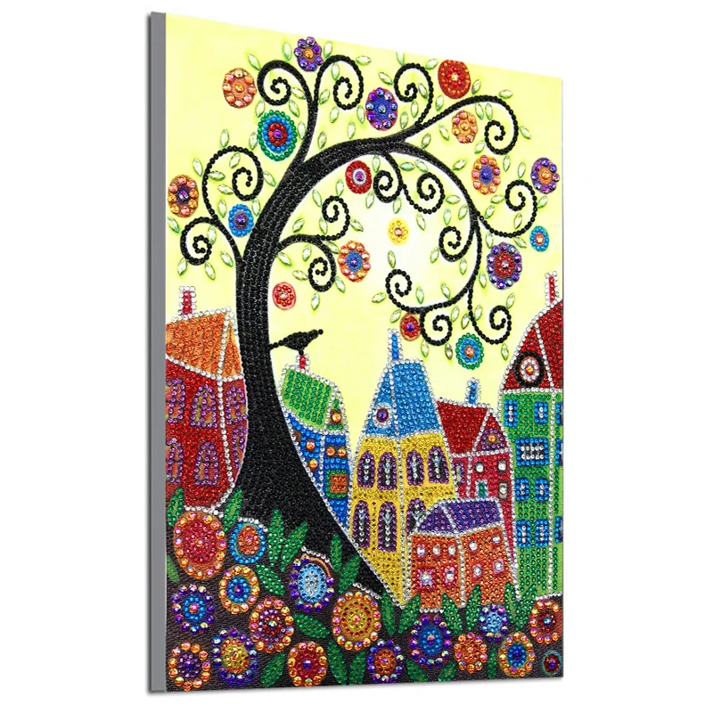 RUBOS DIY Diamond Embroidery House Abstract Art Religion Diamond Painting Mosaic Scenery 5D Big Bead Pearl 3D Crystal Glass Sale (5)
