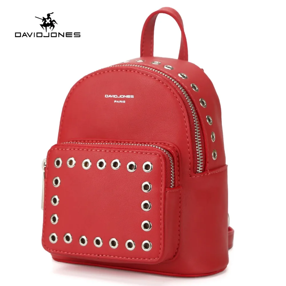 

DAVIDJONES women backpacks pu leather female shoulder bags small lady hollow out back bag girl brand softpack drop shipping