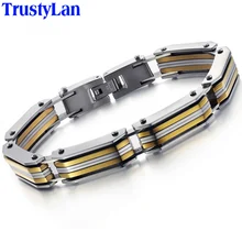 TrustyLan модные золотые Цвет мужской браслет золотой Нержавеющая сталь мужские браслеты ювелирных аксессуаров Pulseira де Ору