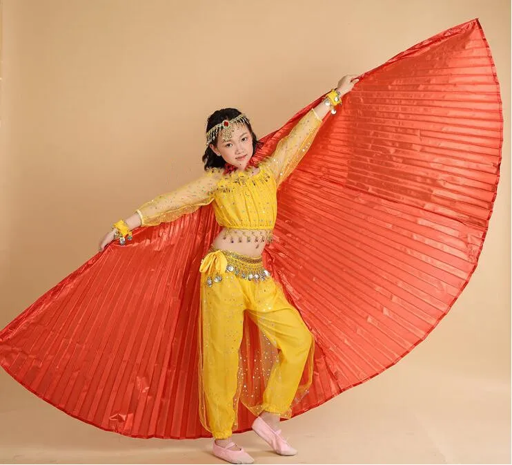 Новое поступление, костюм для танца живота, полиэстер, Детские крылья для танца живота, крылья для танца живота, для детей, isis, 3 цвета, 110 см - Цвет: Red