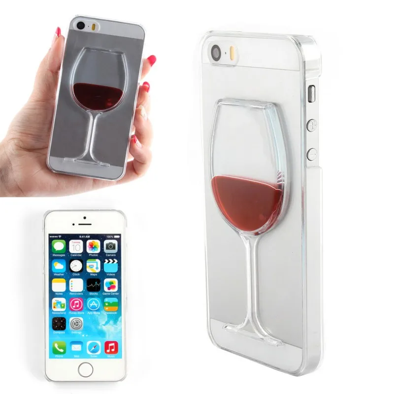 Liquid Quicksand wine glass cocktail bottle Phone Cover Case For IPhone 5 5s New