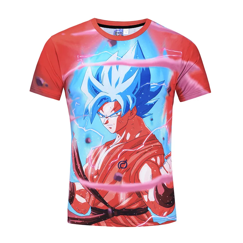 Dragon Ball Z T shirts Mens Summer T Shirt 3D Print Super Saiyan Son Goku God Shenron Crystal ...