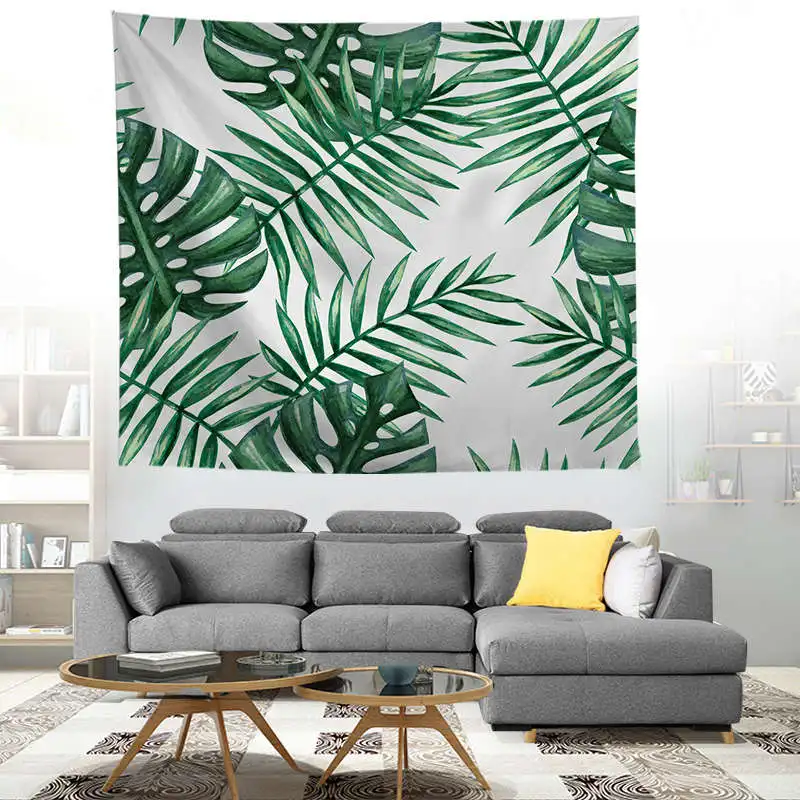 ZEIMON 3D зеленый гобелен с изображение листьев тропических растений настенный дом домашний декор гобелены скатерть покрывало протез ковер - Цвет: T059-3