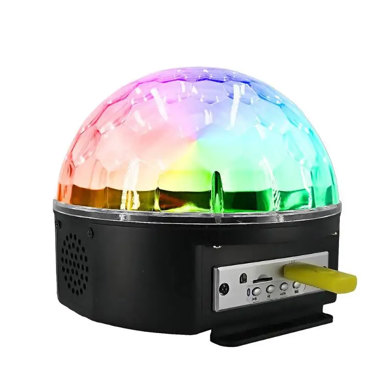 Bluetooth MP3 Свет этапа Кристалл магия вращающийся шар 9 Цвета светодиодный RGB лампа Строб Дискотека вечерние света с дистанционным Управление