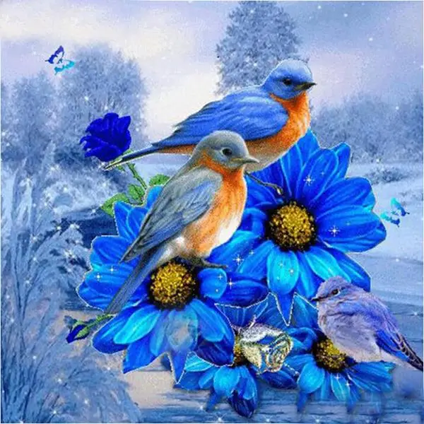 

Hot sale 5d diamond painting bird on a blue flower picture handmade rhinestone needlework diamond embroidery Home decor