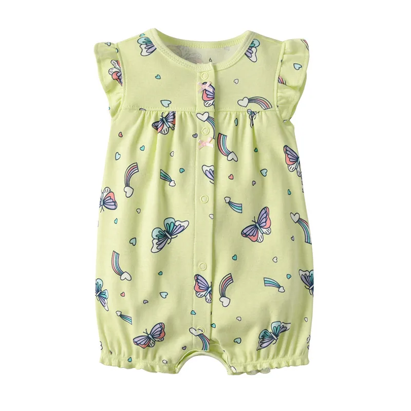 Летние брендовые комбинезоны для новорожденных; хлопковые комбинезоны с короткими рукавами и рисунком; одежда для маленьких девочек; комплекты одежды для мальчиков - Цвет: V