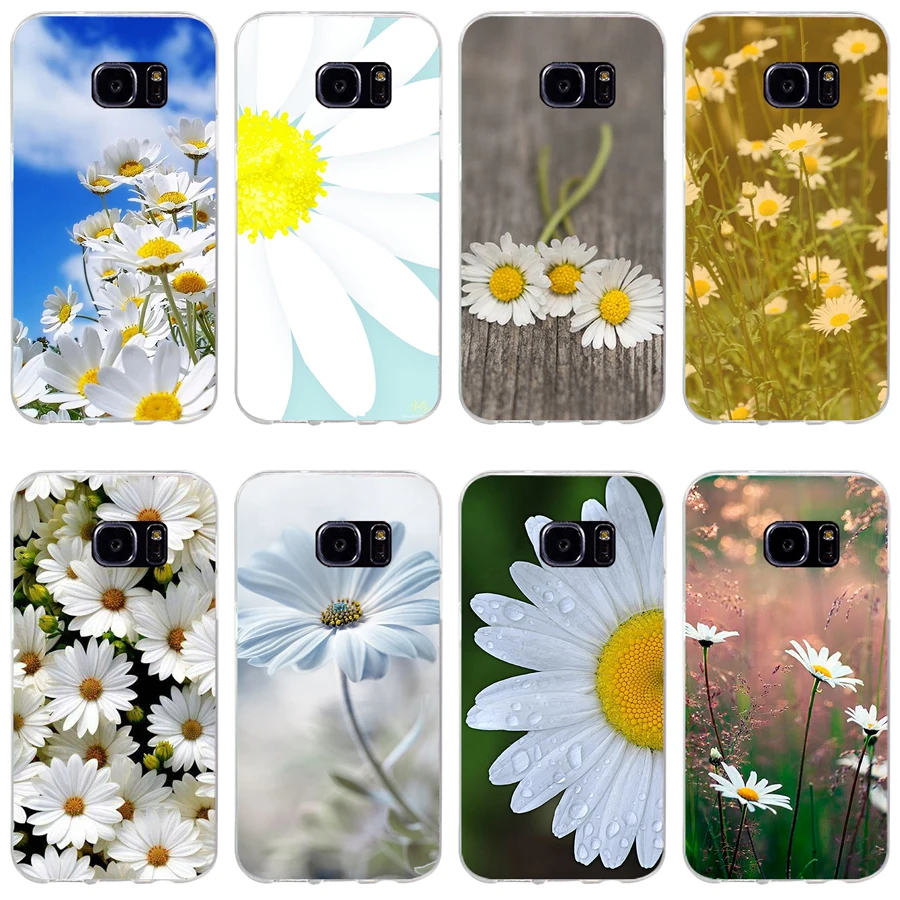 22H Daisies Background Soft TPU Silicone Cover Case for samsung Galaxy s6 s7 edge s8 s9 plus case | Мобильные телефоны и