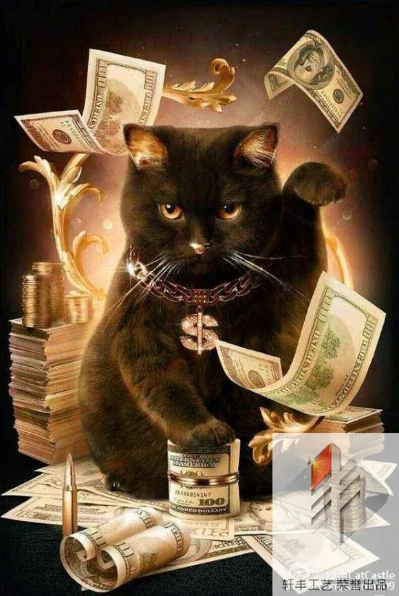 

Diamond Embroidery Cat With Cash Pattern DIY Needlework 5D Diamond Painting Cross Stitch Full Drill Rhinestones Painting