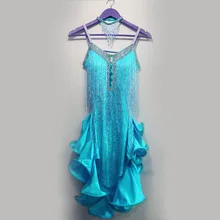 Латинских танцев пикантные алмазов спандекс кисточкой латинские танцы платье для детей женщин латинские танцы платья S-4XL F109