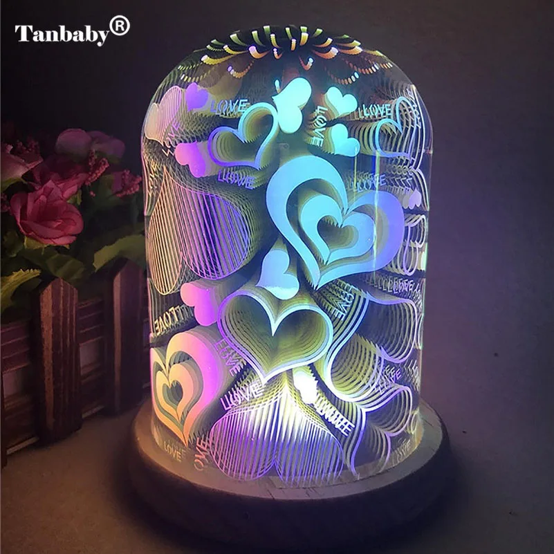 

3D LED Heart Lamp Starburst Night Light Fireworks Egg LED Table Night Lamp Color Changing Lights Home Bedroom Decorative