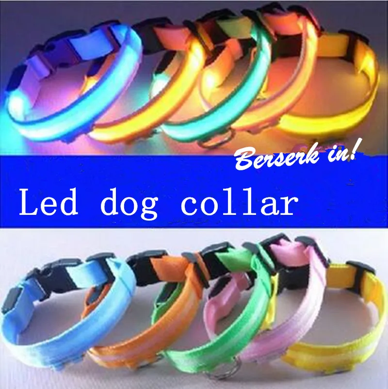 

CW001 Nylon Pet Dog Collar LED Light Night Safety Light-up Flashing Glow in the Dark Cat Collar LED Dog Collars For Small Dogs